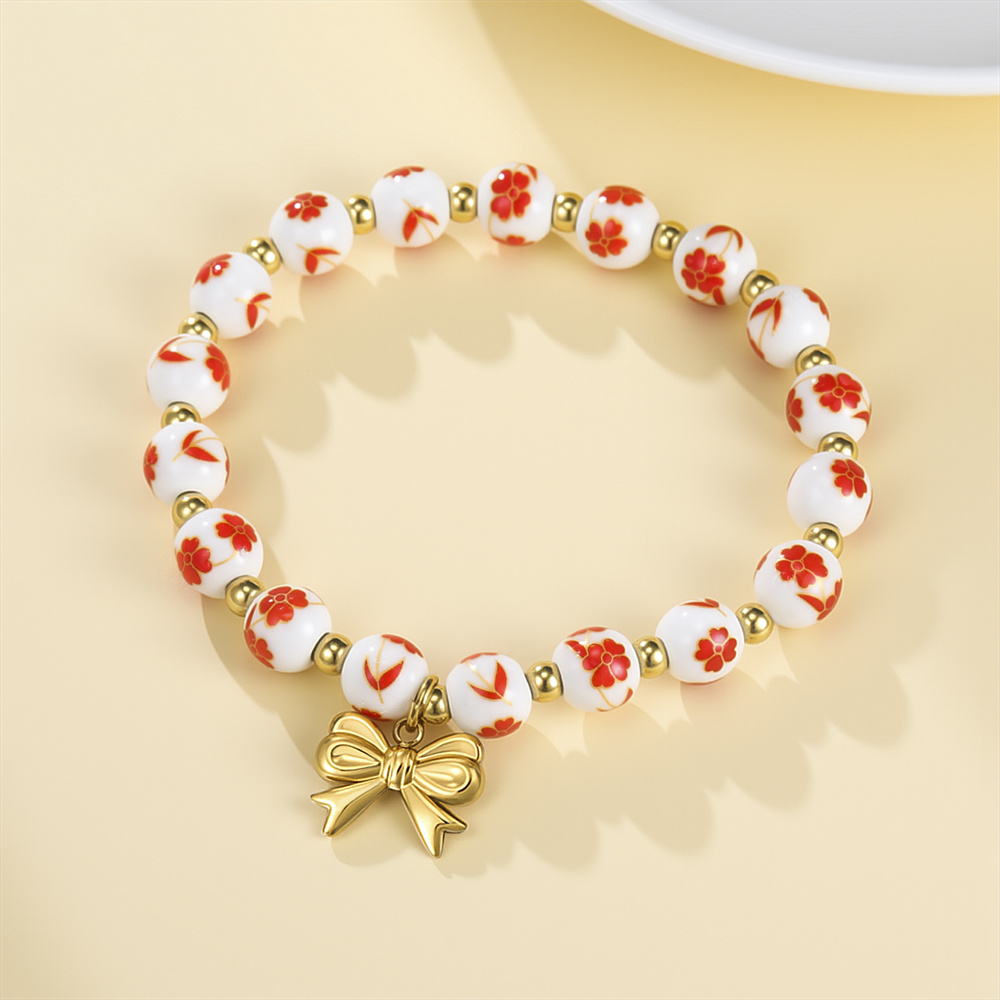 Ceramic Link Bracelet - Colorful Ceramic Bead Bracelets for Women