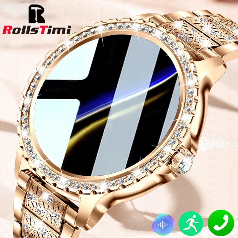 Android Smartwatch Accessories - Fashion Luxury Gold Women Smart Watch