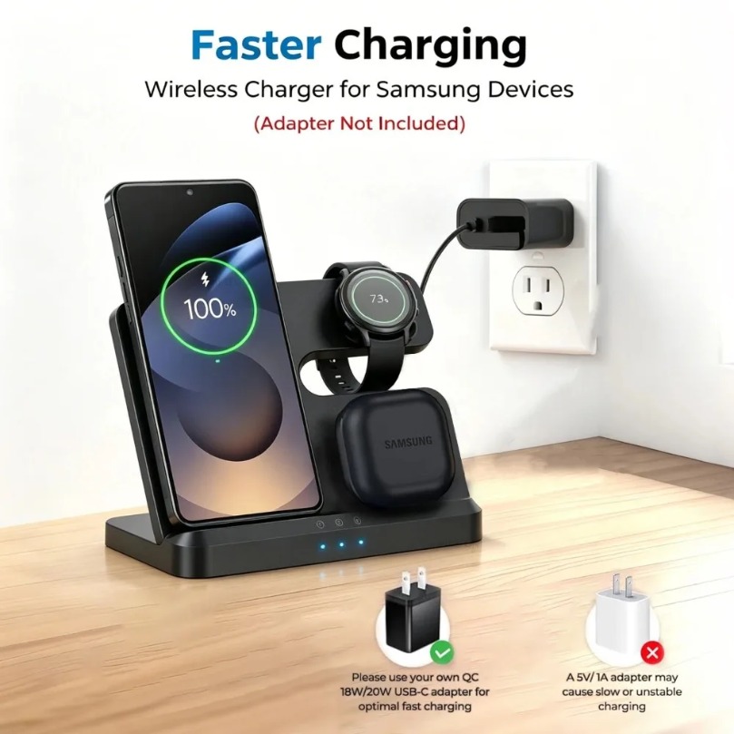 3 in 1 Fast Wireless Charger F - đánh giá và giá Watch Charger Cable