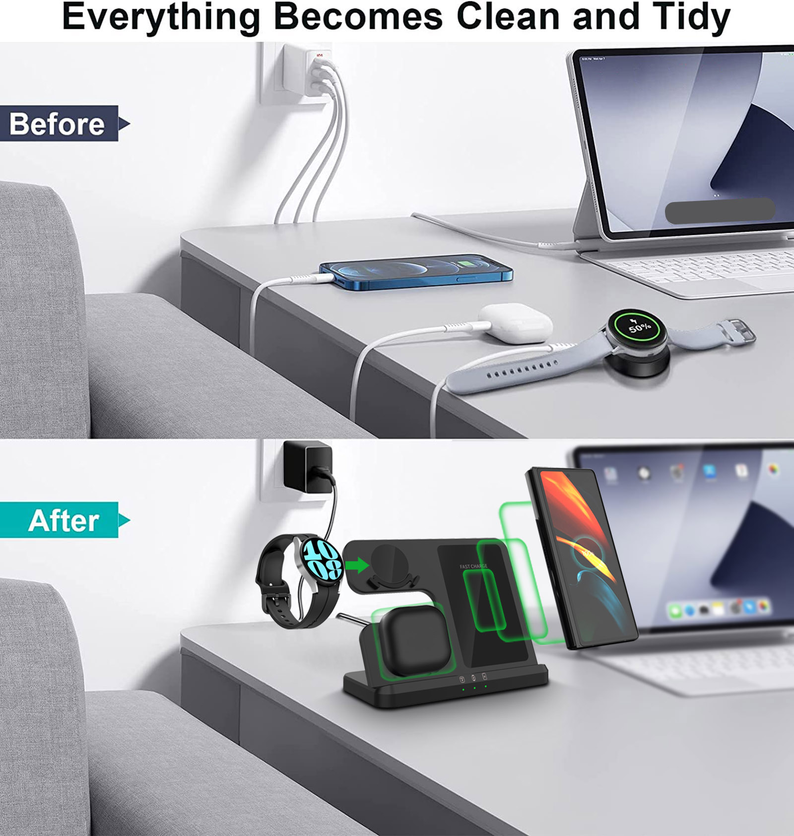 Wireless Charger 3 In 1 Stand  - đánh giá và giá Watch Charger Cable