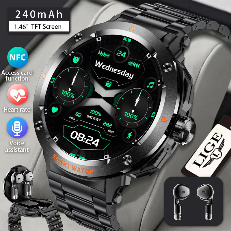 LIGE Men Earphone Smart Watch  - đánh giá và giá Smartwatch Headset