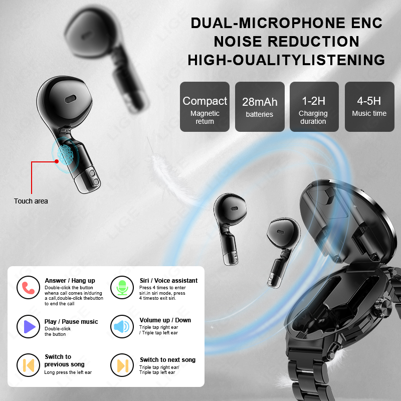 LIGE Men Earphone Smart Watch  - đánh giá và giá Smartwatch Headset