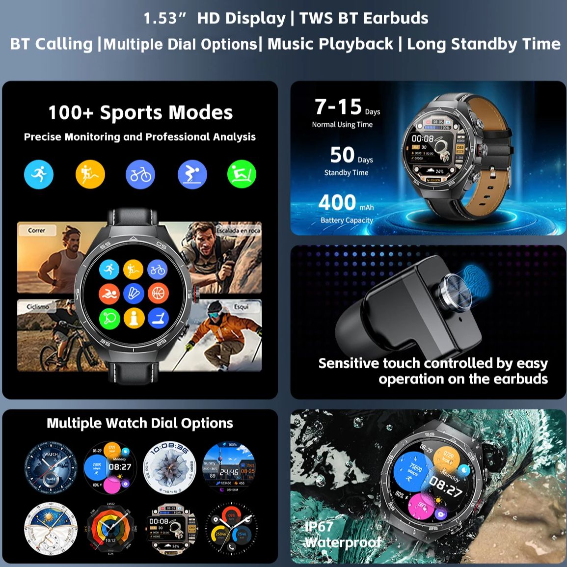 NFC Headset Smart Watch 2 in 1 - đánh giá và giá Smartwatch Headset