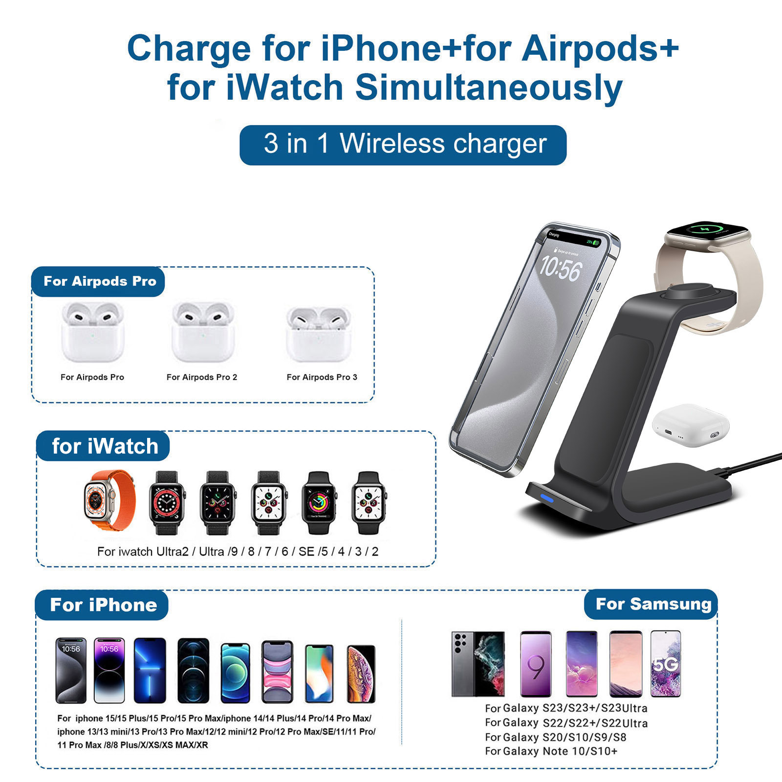 3 in 1 Charging Station for iP - đánh giá và giá Smartwatch X