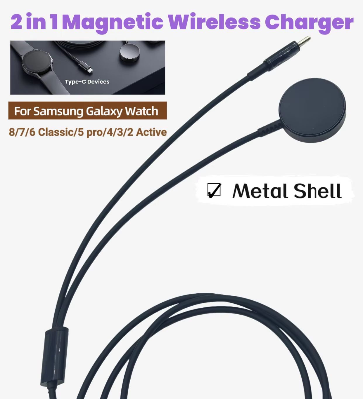 Type-C 2-in-1 Magnetic Wireles - đánh giá và giá Watch Charger Cable