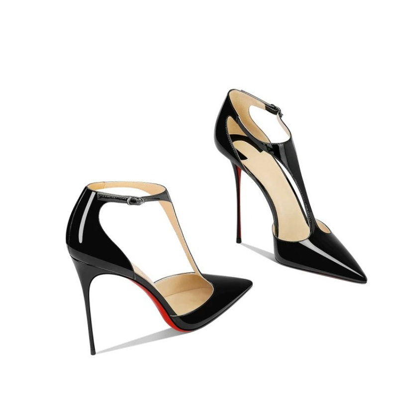 Black Patent Pointed Stiletto  - đánh giá và giá Leather Classic Strap