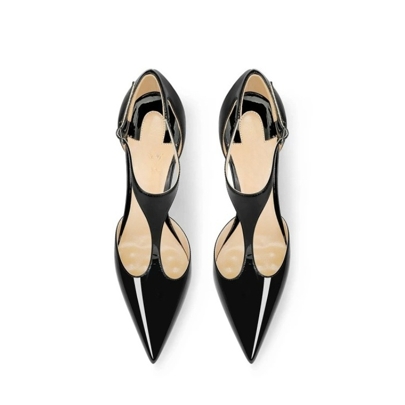 Black Patent Pointed Stiletto  - đánh giá và giá Leather Classic Strap