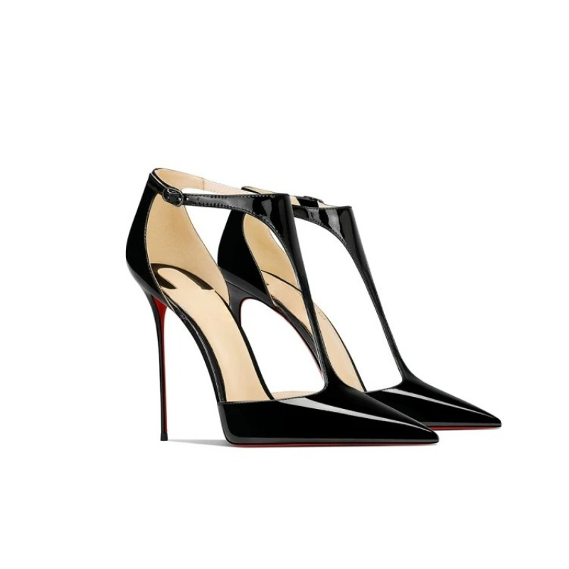 Black Patent Pointed Stiletto  - đánh giá và giá Leather Classic Strap