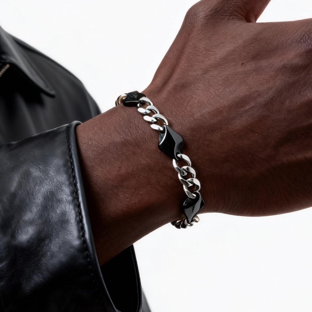 Cool Punk Stainless Steel Chai - đánh giá và giá Ceramic Link Bracelet