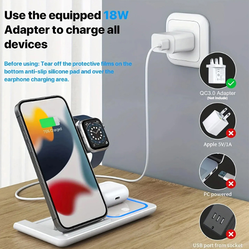 15W 3 in 1 Wireless Charger St - đánh giá và giá Watch Charger Cable